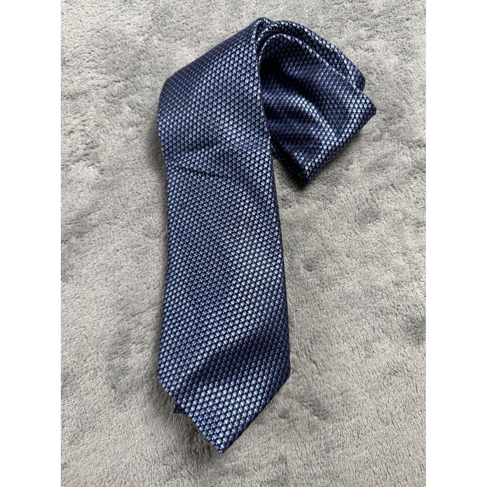 Club Room Mens Navy Blue Textured Basketweave Silk Blend Necktie RN121148